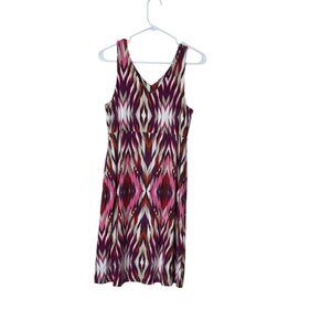 Athleta Sleeveless Ikat Print Dress Medium Soft Modal Stretch Knit Travel Dress